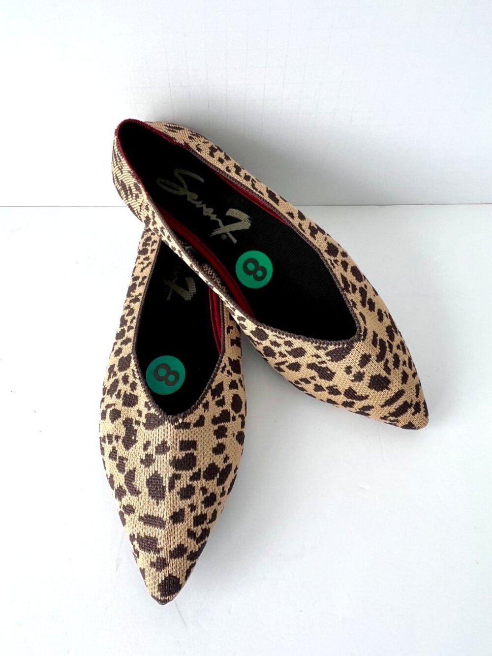 Seven7 Slip On Flats, Fabric, Leopard Print, Pointed Toe, Size 8, New!
